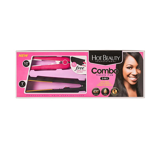 HOT BEAUTY COMBO FLAT IRON 1/2"  1"