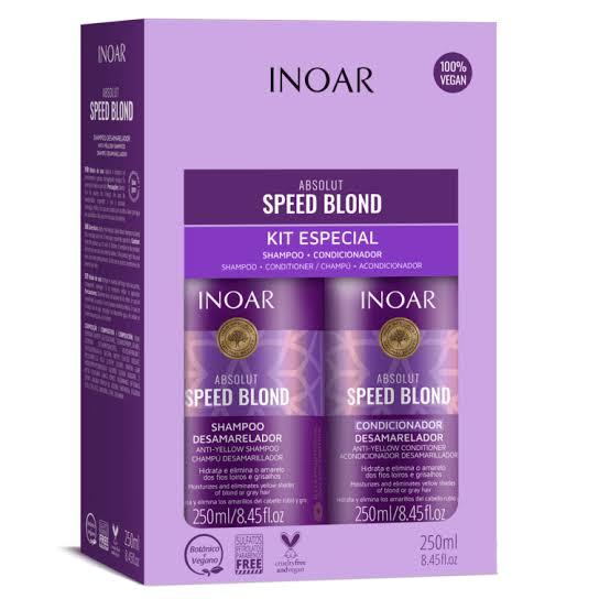 Inoar Speed Blond Special Kit – Anti-Yellow Shampoo – 100% Vegan, 250 ml