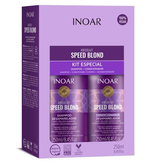 Inoar Speed Blond Special Kit – Anti-Yellow Shampoo – 100% Vegan, 250 ml